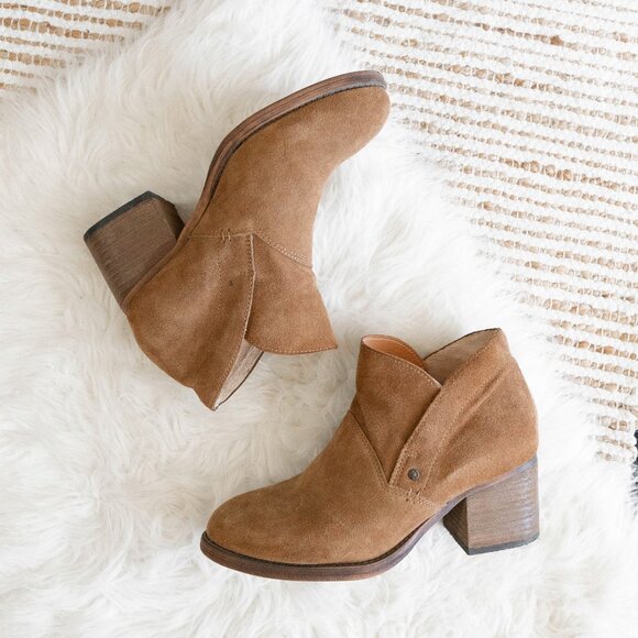 Bearpaw Women's Onyx Booties Sz 9 Hickory Suede Pull Ons Sherpa Lined 2.5" Heel - Picture 5 of 6